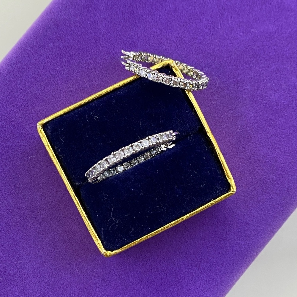 💛 Vintage Sterling Silver Pavé CZ Hoop Earrings | Refined Micro Sparkle